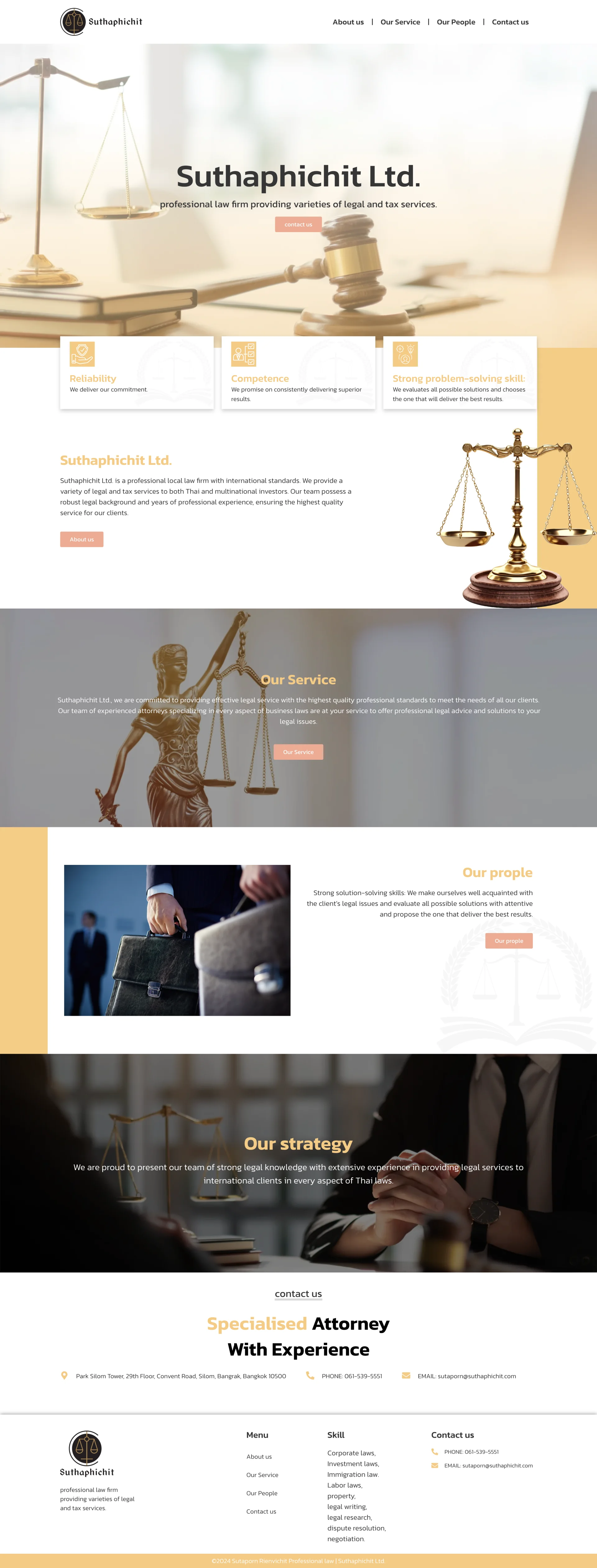 หน้าเว็บไซต์ Suthaphichit Ltd. บนคอมพิวเตอร์ (ทั้งหน้า)